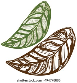 Seamless pattern of outline spring foliage with green leaves . Interior wallpaper, background, accessories and fabric or textile design usage