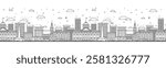 Seamless pattern with outline Springfield Illinois City Skyline with Modern and Historic Buildings Isolated on White. Vector Illustration. Springfield USA Cityscape with Landmarks.