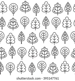 Seamless pattern with outline stroke icons with tress. Vector illustration for your cute design.