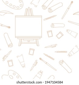 Estilo de esquema de patrones sin inconvenientes Dibujo e iconos de las clases de arte cursos de concepto de educación en línea o ilustración escolar ilustración vectorial ilustración sobre fondo blanco