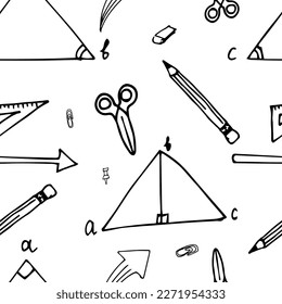 Estilo de esquema de patrón sin inconvenientes Historia iconos de la ciencia cursos concepto de educación en línea o ilustración escolar ilustración vectorial ilustración sobre fondo blanco