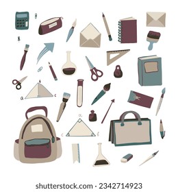Estilo de esquema de patrón sin inconvenientes Historia iconos de la ciencia cursos concepto de educación en línea o ilustración escolar ilustración vectorial ilustración sobre fondo blanco