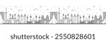 Seamless pattern with Outline Tehran Iran City Skyline with Modern and Historic Buildings Isolated on White. Vector Illustration. Teheran Persia Cityscape with Landmarks.