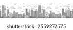 Seamless pattern with Outline Tianjin China City Skyline with Modern Buildings Isolated on White. Vector Illustration. Tianjin Cityscape with Landmarks.
