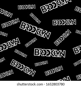 Seamless pattern outline typography of brooklyn city america in black and white