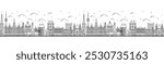 Seamless pattern with Outline Vienna Austria City Skyline with Historic Buildings Isolated on White. Vector Illustration. Vienna Cityscape with Landmarks. 