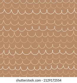 Seamless pattern with outline waves on light brown background. Sea digital background with vector hand drawn elements. Seamless pattern for kids fabric, textile and scrapbook paper.