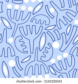 Seamless pattern with outlined flowers. Abstract floral  texture. Vector illustration