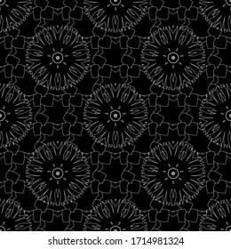 Decoración impecable con un original adorno de lujo. Ilustración vectorial. Elegante plantilla de póster de Navidad con elementos de silueta blancos y negros.