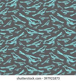 Seamless pattern with outlines of birds