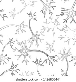 Seamless pattern of outlines of decorative neurons