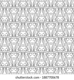 Seamless pattern of outlines decorative vintage floral elements