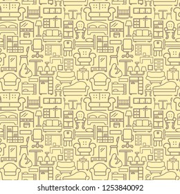 Seamless pattern with outlines of the furniture