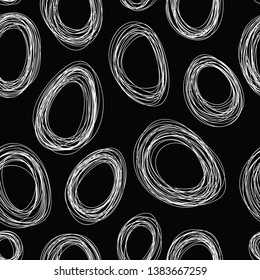 Seamless pattern with ovals. Black and white.