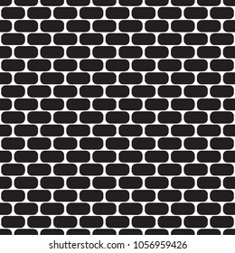 Seamless pattern with ovals. Brick (stone) wall. Abstract geometrical black and white pattern. Vector illustration.