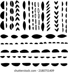 Seamless pattern with ovals, seeds, grains and black and white vector graphics print for textiles, packaging, wallpaper, fabric, paper. Texture striped from abstract shapes.