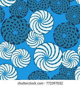 Seamless pattern. Overlapping of counter vortices of circular shape.