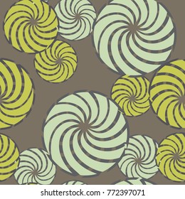 Seamless pattern. Overlapping of counter vortices of circular shape.