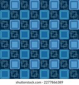 Seamless pattern overlapping geometric shapes in monochromatic colors.