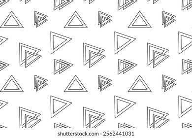 Seamless pattern of overlapping hollow triangles in a modern geometric style. Perfect for children coloring pages.