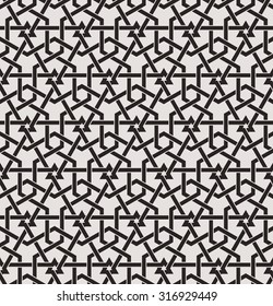 Seamless pattern with overlapping poly lines, polygons and  star in the traditional Arabic style.