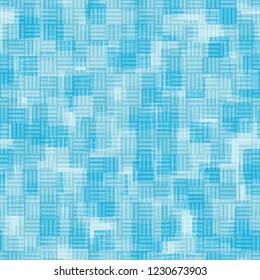 Seamless pattern. Overlaying chaotic and orderly checkered textures. Ice shades.