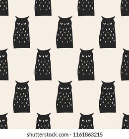 seamless pattern, owl art  background design for fabric and decor