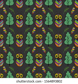 Seamless pattern of  Owl with a decorative pattern. eps 10 vector illustration. hand drawing