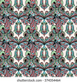 Seamless pattern. Owl doodle cartoon