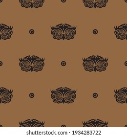 Seamless pattern with owl face. Vector illustration.