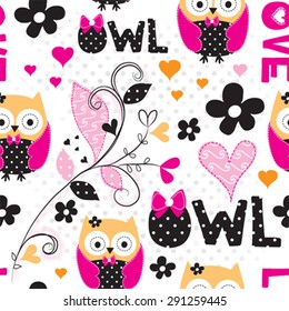 seamless pattern with owl vector illustration