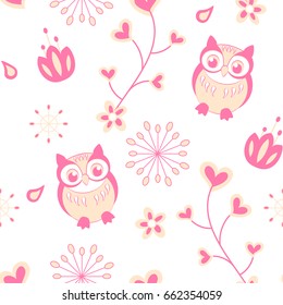 seamless pattern with owl vector illustration