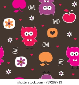 seamless pattern with owl vector illustration