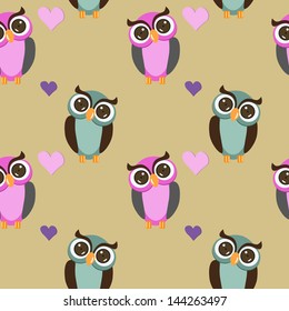 seamless pattern with owls