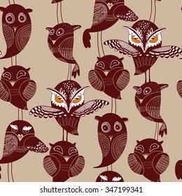 seamless pattern with owls
