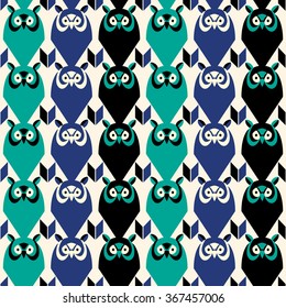 Seamless pattern with owls.