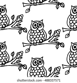 Seamless pattern with Owls