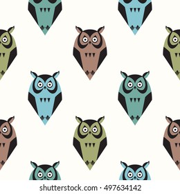 Seamless pattern with owls 