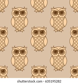 Seamless pattern with owls