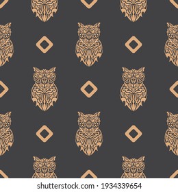Patrón sin foco con búhos. Diseño exclusivo. Bien por impresiones y textiles. Ilustración vectorial.