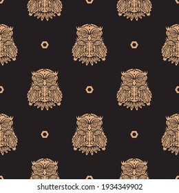 Seamless pattern with owls. Good for prints and textiles. Vector illustration.