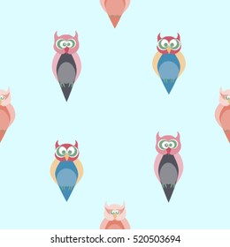 Seamless pattern with owls. Holiday decor for print on the paper.