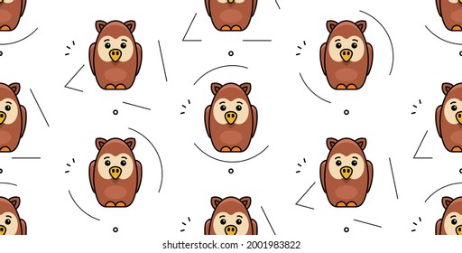 Seamless pattern with owls. Icon design. Template elements