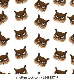 Seamless pattern with owls on white background