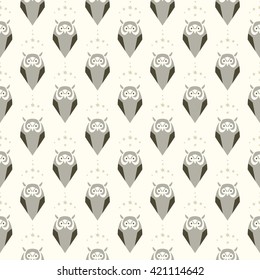 Seamless pattern with owls and stars