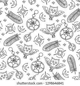 Seamless pattern of owls vector