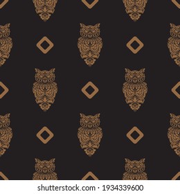 Seamless pattern with owls. Vector illustration.
