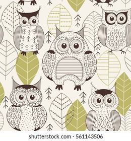 seamless pattern with owls - vector illustration, eps
