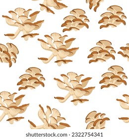 A seamless pattern of oyster mushroom. vector illustration. mushroom background.