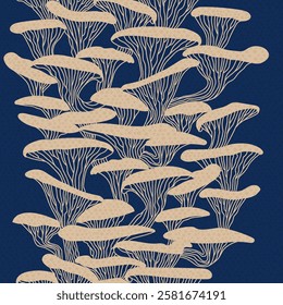 Seamless pattern with oyster mushrooms - hand drawn vector illustration.